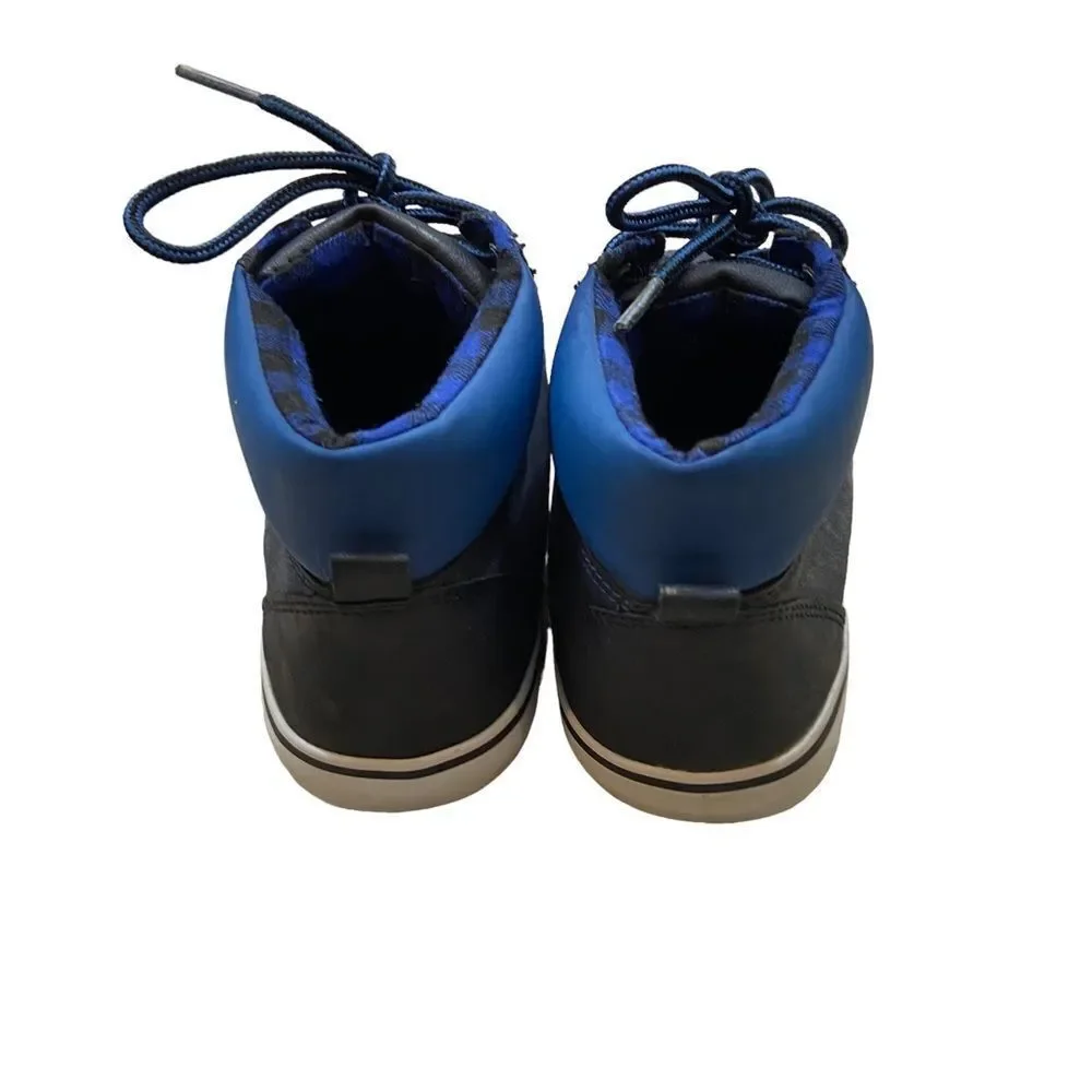 The Children Place Boys Navy Blue Faux Leather‎ Lace Up Sneaker Boots Size 4